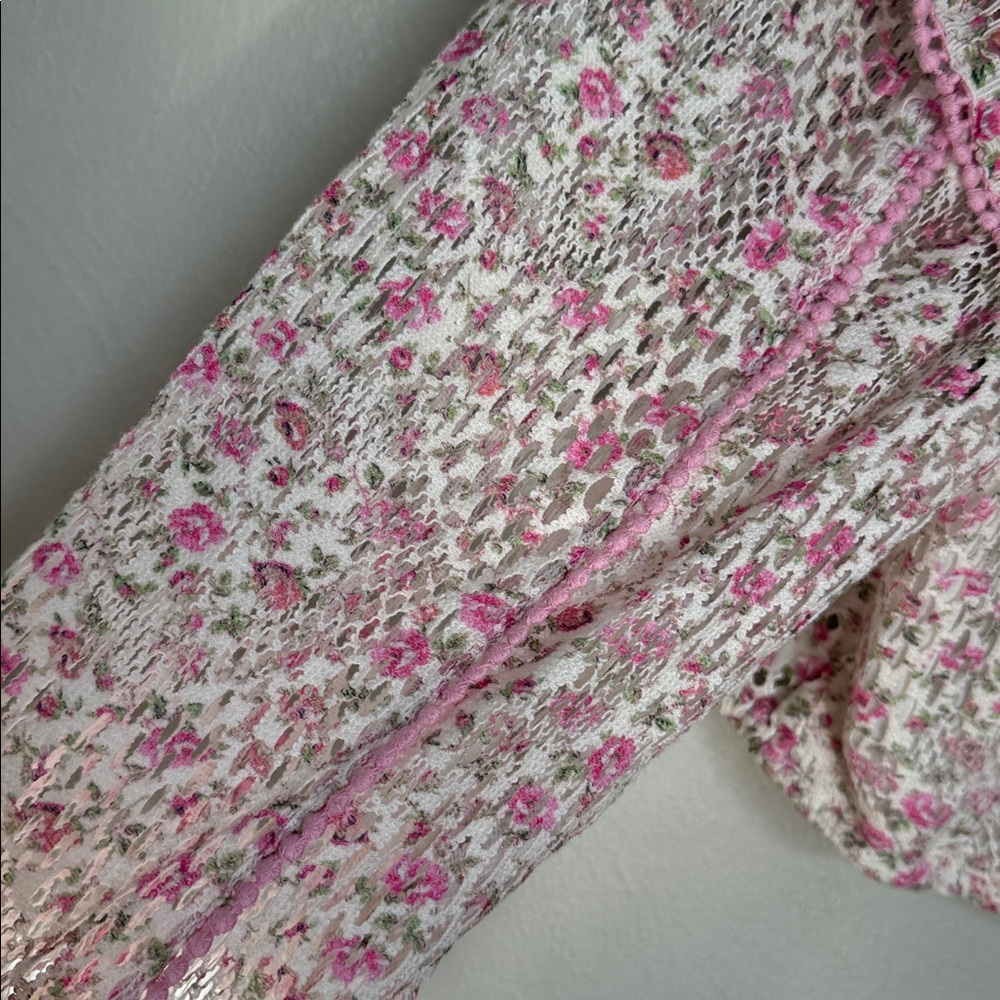 LoveShackFancy Pink Floral Ruffle Peasant Blouse small - Picture 4 of 7